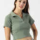 STRETCHABLE POLO CROP TOP