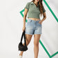 STRETCHABLE POLO CROP TOP