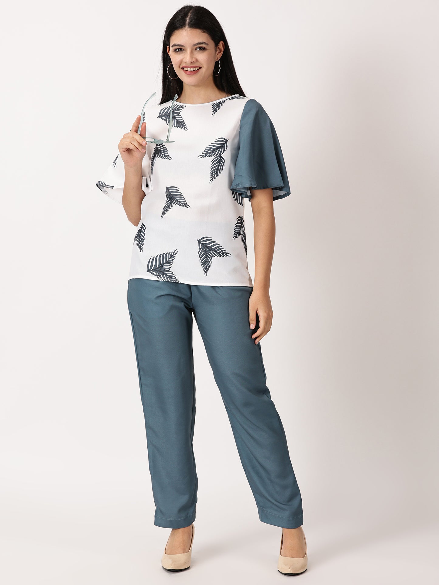 LEAF PRINTED  TOP & TROUSER