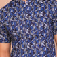 Buy-Ravinik-Men-Geomatric-Trigon-Printed-Band-Collar-Navy-Blue-half-sleeve-Cotton-Shirt