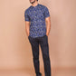 Buy-Ravinik-Men-Geomatric-Trigon-Printed-Band-Collar-Navy-Blue-half-sleeve-Cotton-Shirt